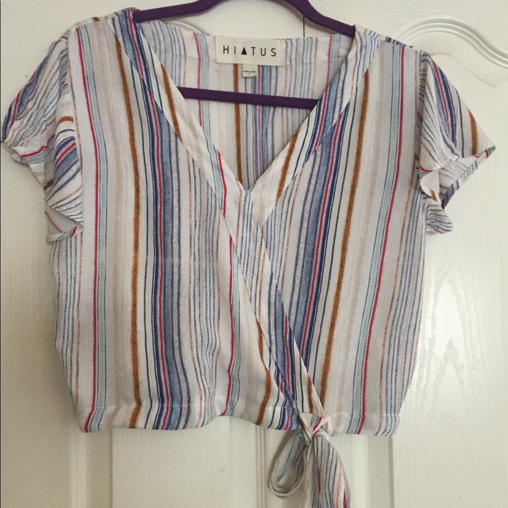 Striped tie crop top